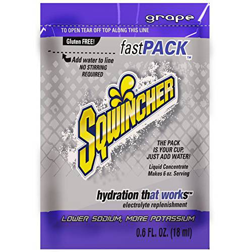 Sqwincher 015302-GR Fast Pack Liquid Concentrate Packet, 6 oz, Purple, Standard (Pack of 50)