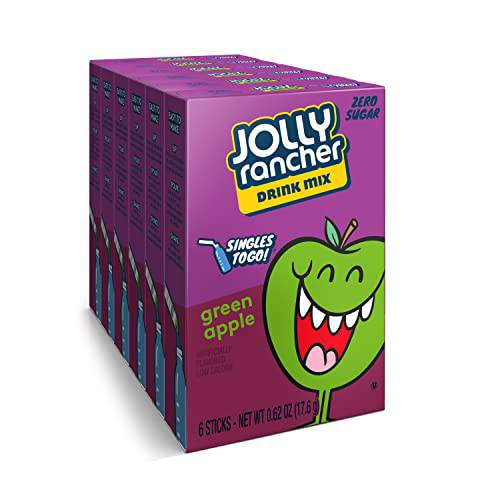 Jolly Rancher Singles To Go Green Apple Drink Mix, Pack Of 6 (36 Sticks Total)