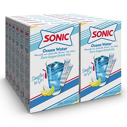 Sonic Singles To Go Powdered Drink Mix, Ocean Water, 6 Sticks Per Box, 12 Boxes (72 Sticks Total)