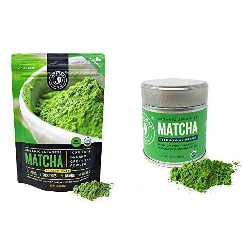 Jade Leaf Culinary + Ceremonial Matcha Bundle - Organic Matcha Green Tea Powder Culinary Pouch (100g) and Ceremonial Tin (30g)