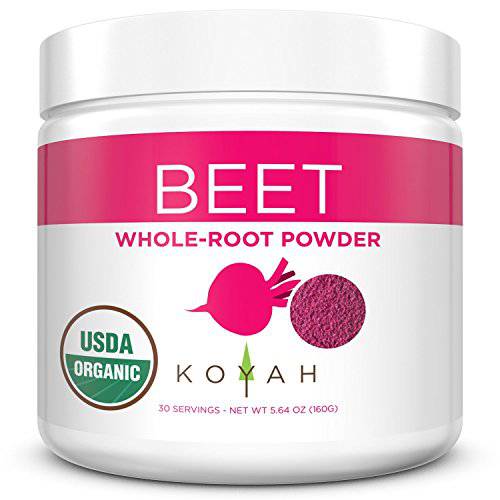 KOYAH - Organic USA Grown Beet Powder (1 Scoop = 1/2 Beet): 30 Servings, Freeze-dried, Whole-Root Powder