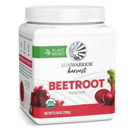 Sunwarrior Beet Root Powder Increase Stamina Blood Flow Circulation Natural Nitric Oxide Non-GMO Keto Vegan Superfood for Smoothies Acai Pudding Baking 360g sq tub (90 SRV) Organic Harvest