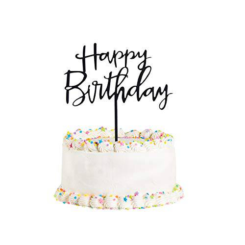 Happy Birthday Cake Topper. Cake Party Decorations, Acrylic Black Birthday cake Topper