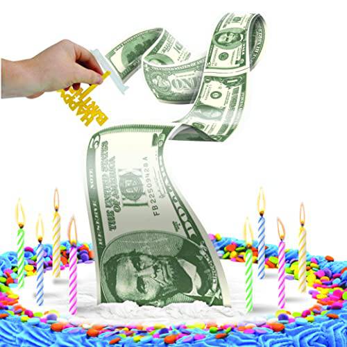 BEST PARTY EVER Cash Stash Cake Surprise, Pull Out Money Box for Birthday Cake, Holds Up To 50 Bills, Happy Birthday Cake Topper, Includes Cake Cutter for Easy Use, 1 Count