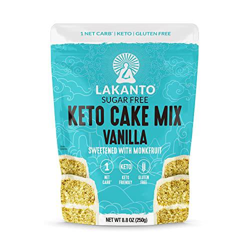 Lakanto Sugar Free Keto Cake Mix - Sweetened with Monk Fruit, Gluten Free, 1 Net Carb, Keto Diet Friendly, Delicious - Vanilla