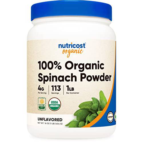 Nutricost Organic Spinach Powder 1LB - Pure, Gluten Free, Non-GMO, Certified Organic