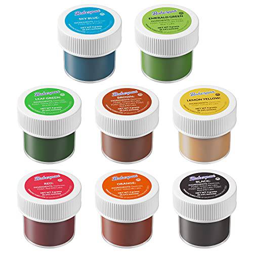 Bakerpan Food Coloring Powder 4 Gram Jars, For Icing, Decorating Cakes, Set of 8 Colors