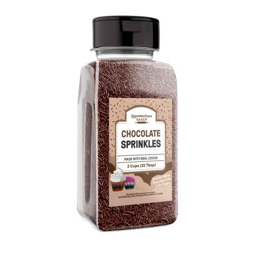 Chocolate Sprinkles By Unpretentious Baker, 2 Cups, Made with Real Cocoa, Decorative Dessert Topping