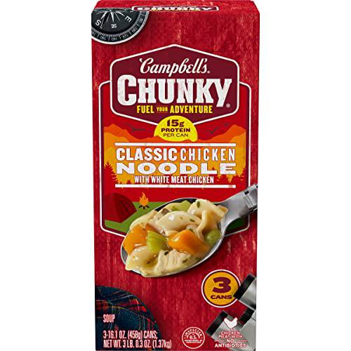Campbell’s Chunky Soup, Classic Chicken Noodle Soup, 16.10 Oz Can (Pack of 3)