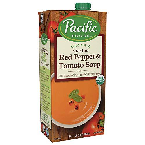 Pacific Foods Organic Creamy Roasted Red Pepper & Tomato Soup, 32 Fl Oz (Pack of 12)