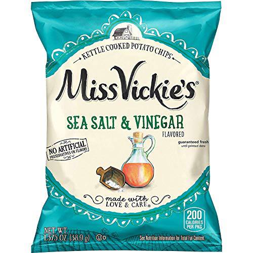 Miss Vickie’s Sea Salt & Vinegar Flavored Kettle Cooked Potato Chips 1.375 oz Bags - Pack of 16