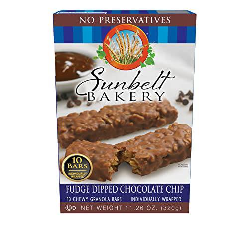 Sunbelt Bakery Fudge Dipped Chocolate Chip Chewy Granola Bars, 1.1 OZ, 120 Count (12 Boxes)