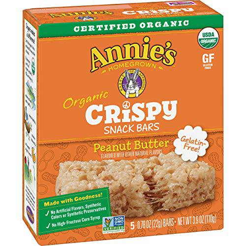 Annie’s Organic Crispy Snack Bars, Gluten Free, Peanut Butter, 3.9 Ounce (Pack of 5)