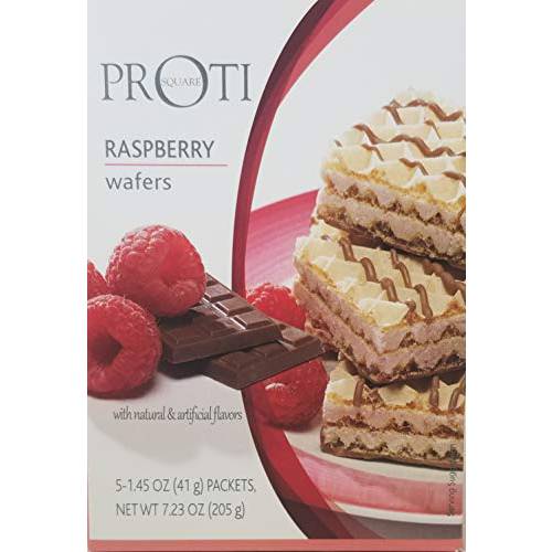 Proti Fit High Protein Wafer Bar - Raspberry (5 Servings/Box) - Trans Fat Free, Aspartame Free, Cholesterol Free