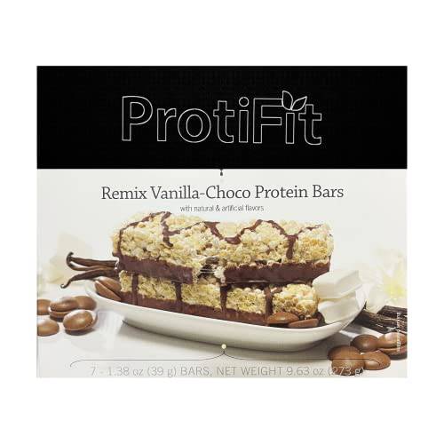 PROTIFIT - Low Calorie Snack Bar for Healthy Diets, High Protein, 15g Protein, Low Carb, Low Sugar, Ideal Protein Compatible, 7 Servings Per Box (Remix Vanilla-Choco)