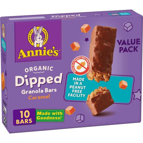 Annie’s Organic Dipped Granola Bars, Caramel, Peanut Free, 10 Bars