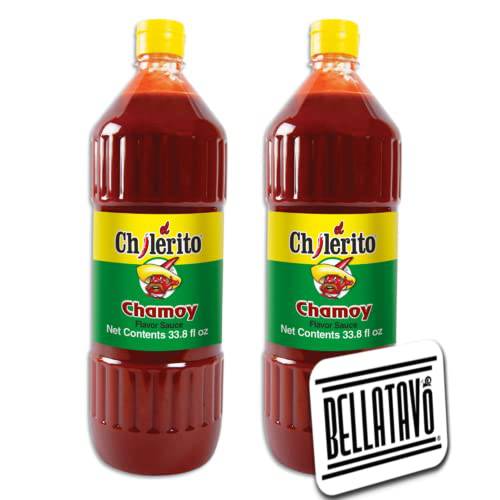 Chamoy Sauce Bundle. Includes Two-33.8 Fl Oz Bottles of El Chilerito Chamoy Sauce Plus a BELLATAVO Fridge Magnet El Chilerito Chamoy Sauce is Perfect for Snacks, Fruits and as Cocktail Sauce