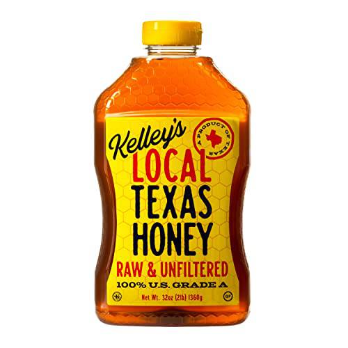 Kelley’s Local Texas Raw & Unfiltered Raw Honey, Pure Honey, (32 ounce)