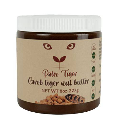 PALEO TIGER | CAROB Tiger Nut Butter | AIP and Paleo Compliant | Nut Free High Prebiotic Ingredients | No Sugar Added | Whole 30 | Low Food Map | Low Oxalate | 8 Ounces.