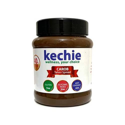 Kechie Carob & Tahini Spread, Plant Based, Vegan, Gluten-Free, Caffeine-Free, Dairy-Free, High Fiber, No Added Sugar, Low Glycemic Index, Superfood, Antioxidants - 12 oz.