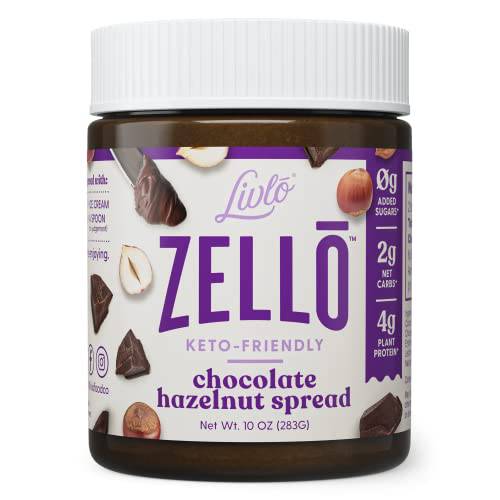 Livlo Zello Keto Chocolate Hazelnut Spread - Keto Dessert with 2g Net Carb Per Serving and No Added Sugar - Rich & Delicious Keto Snack - 10 oz Canister