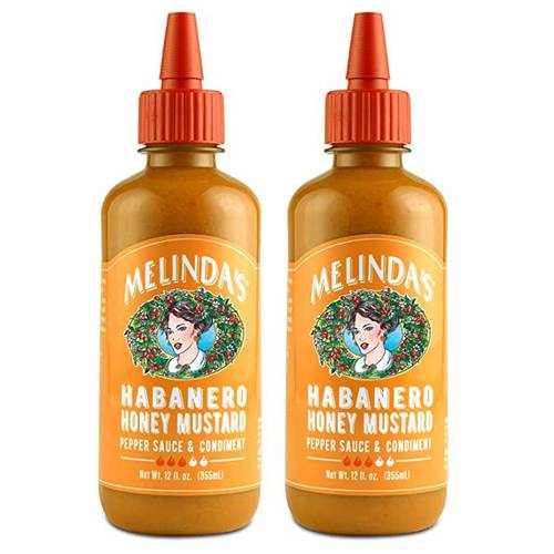Melinda’s Habanero Honey Mustard - Gourmet Hot Honey Mustard Sauce - Habanero Hot Sauce with Fresh Ingredients, Habanero Peppers, Colombian Honey - Keto, Kosher Hot Sauce- 12 oz, 2 Pack