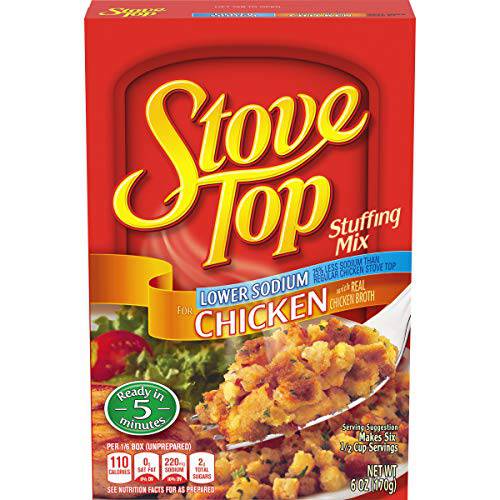 Stove Top Low Sodium Stuffing Mix for Chicken with 25% Less Sodium (6 oz Box)