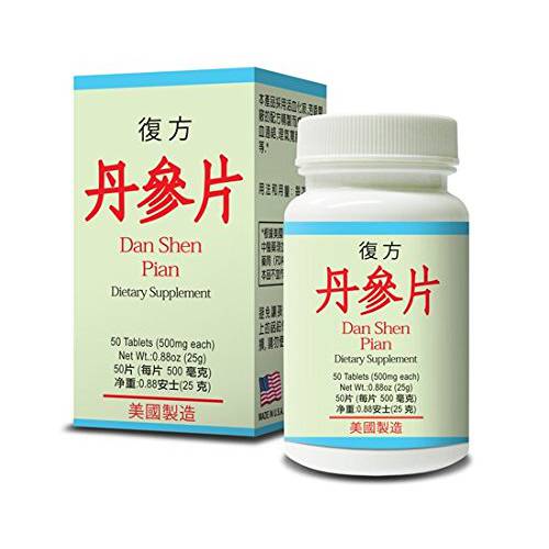 Fu Fang Dan Shen Pian Herbal Supplement Helps Cardiovascular functions and Circulatory system, Remove Blood Stasis, Chest Distress And Angina 50 Tablets 500mg/each Made In USA