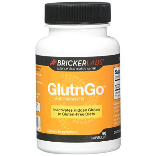 Bricker Labs GlutnGo with Tolerase G 100mg Digestion Supplement for Gluten Intolerance, Clinically Proven to Help Digest Gluten, Fast, Effective and Safe Digestive Aid, 90 Capsules