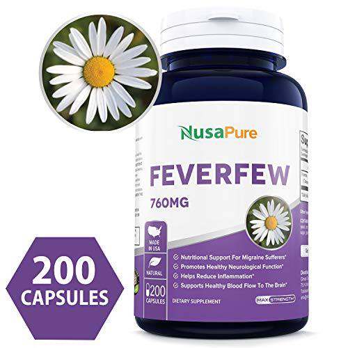 Feverfew 1520mg 200 Vegetarian Caps (Extract 4:1, Non-GMO & Gluten Free)