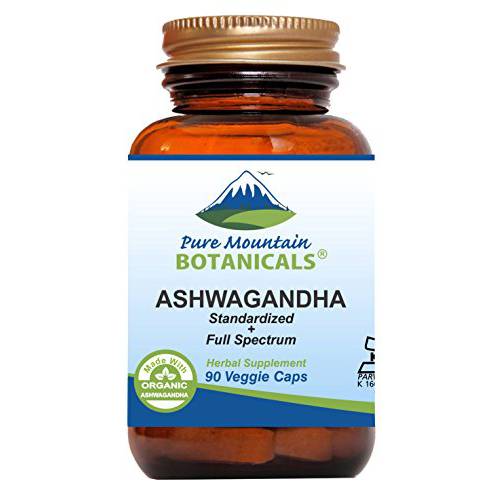 Ashwagandha Capsules - 90 Kosher Vegan Caps with 475mg Organic Ashwagandha Root & Potent Ashwagandha Extract