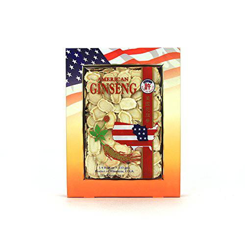 Hsu’s Ginseng SKU 126LL-4 | Medium Sorted Slices | Cultivated Wisconsin American Ginseng Direct from Hsu’s Ginseng Gardens | 4oz Box, 西洋参, B078P2DM1S