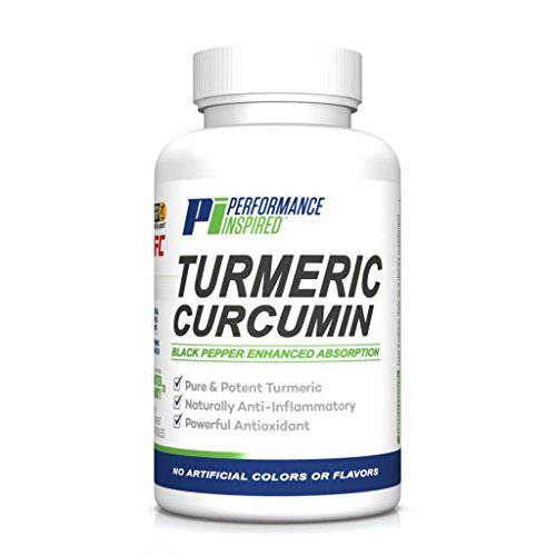 Performance Inspired - Turmeric Curcumin All-Natural Capsules – Proven Joint & Healthy Inflammatory Support - Contains Added Black Pepper & Antioxidants – Big - 60 Count