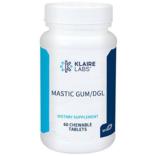 Klaire Labs Mastic Gum/DGL Chewable - DGL Licorice Chew for Digestion Support & Occasional GI Discomfort - Deglycyrrhizinated Licorice and Mastic Gum (60 Chewable Tablets)