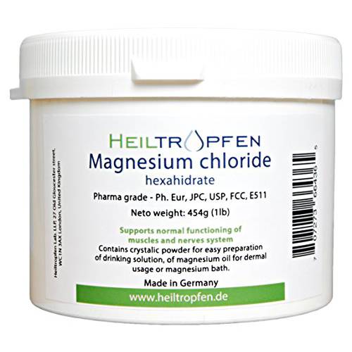1 Pound Magnesium Chloride, Hexahydrate, Pharmaceutical Grade, Crystal Powder, Pure Ph. EUR., BP, USP, 100% - Heiltropfen®