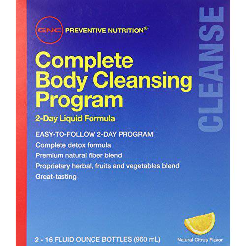 GNC Preventive Nutrition Complete Body Cleansing Program - Natural Citrus Flavor, 2 16oz Bottles, 2-Day Detox of Natural Fiber Blend