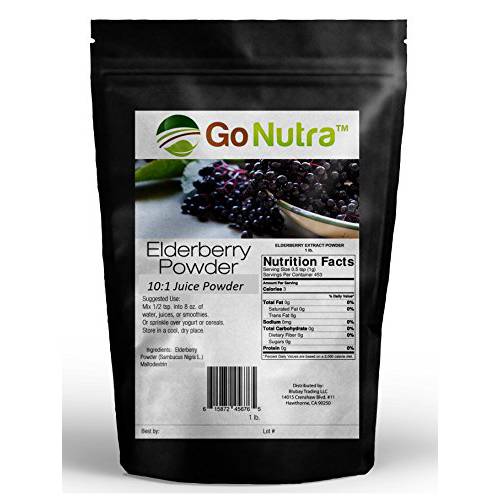Go Nutra Elderberry Powder 1 lb. 10:1 Strength Extract Powder Non-GMO Sambucus Nigra