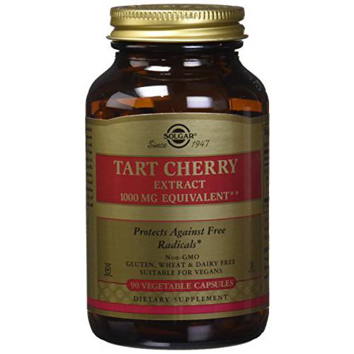 Solgar Tart Cherry 1000 mg, 90 Vegetable Capsules - 2 Pack - Antioxidant with Quercetin, Chlorogenic Acid & Anthocyanins Compounds - Non GMO, Vegan, Gluten Free, Dairy Free - 90 Servings Per Pack