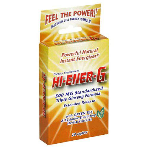 Windmill Health Products Hi-Ener-G Triple Ginseng Supplement Caplets, 500 mg, 20-Count Packages (Pack of 3)
