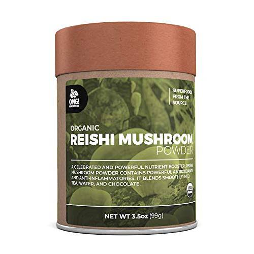 OMG Superfoods Organic Reishi Mushroom Powder - 100% Pure, USDA Certified Organic– Source of Fiber, Protein & Potassium - 3.5 Ounces (1 Package)