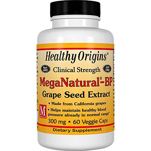Healthy Origins Mega Natural BP-Grape Seed Extract Multi Vitamins, 300 Mg, Brown, 60 Count