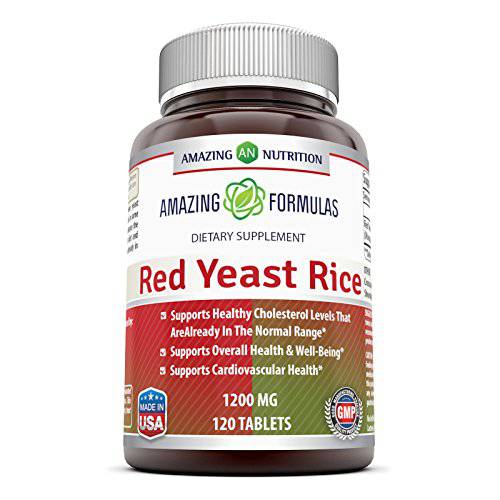 Amazing Formulas Red Yeast Rice - 1200 mg - 120 Tablets (Non-GMO) Per Bottle