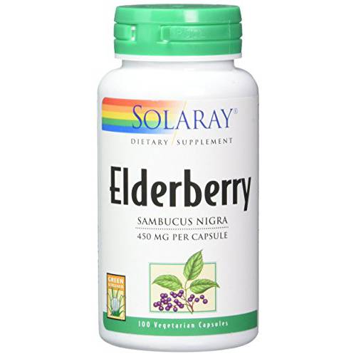Solaray Elderberry Berry & Flower 450mg | Support for General Wellbeing During Cold Months | with Flavonoids & Phenolic Compounds | Non-GMO | 100ct
