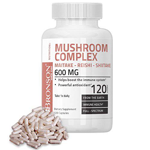Triple Mushroom Complex - Maitake - Reishi - Shiitake - Powerful Antioxidant and Immune System Booster - Full Spectrum Mushroom Complex - 600 mg Capsules - 120 Count
