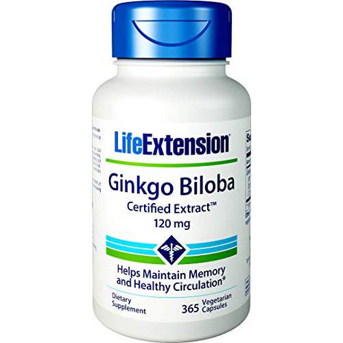 Life Extension Ginkgo Biloba Certified Extract - For Healthy Memory Support & Brain Cognitive Function - Ginkgo Leaf Extract Supplement Pill - Non-GMO, Gluten-Free, Vegetarian– 365 Capsules