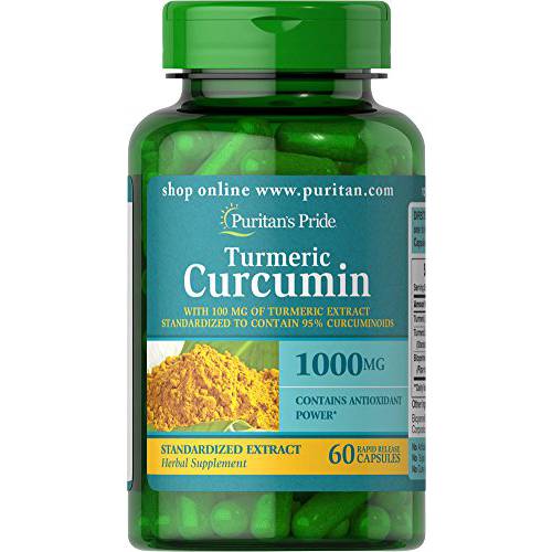 Puritan’s Pride Turmeric Curcumin 1000 Mg W/Bioperine Capsules, 60 Count