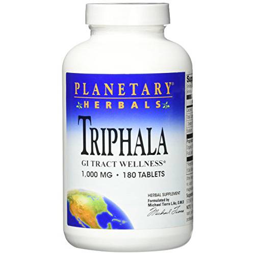 Planetary Herbals Triphala Internal Cleanser 1000mg for GI Tract Wellness - 180 Tablets