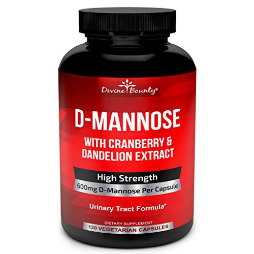 D-Mannose Capsules - 600mg D Mannose Powder per Capsule with Cranberry and Dandelion Extract to Support Normal Urinary Tract Health - 120 Veggie Capsules