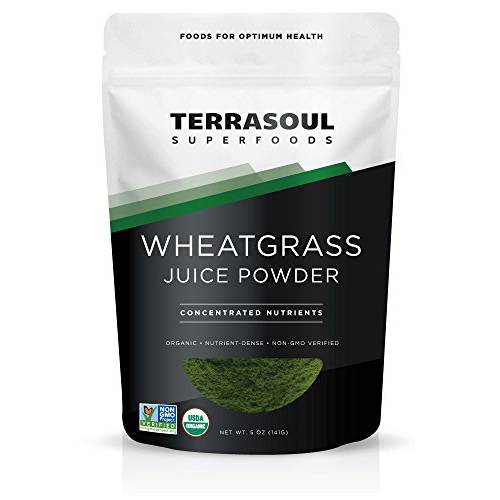 Terrasoul Superfoods Organic Wheat Grass Juice Powder, 5 Ounces - USA Grown | Made From Concentrated Juice | Superior to Wheatgrass