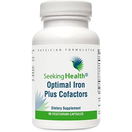 Optimal Iron Plus Cofactors | Gentle Iron Supplement as Ferrochel Ferrous Bisglycinate | Contains Digestive Enzymes for Optimal Iron Absorption | 90 Vegetarian Capsules | Seeking Health